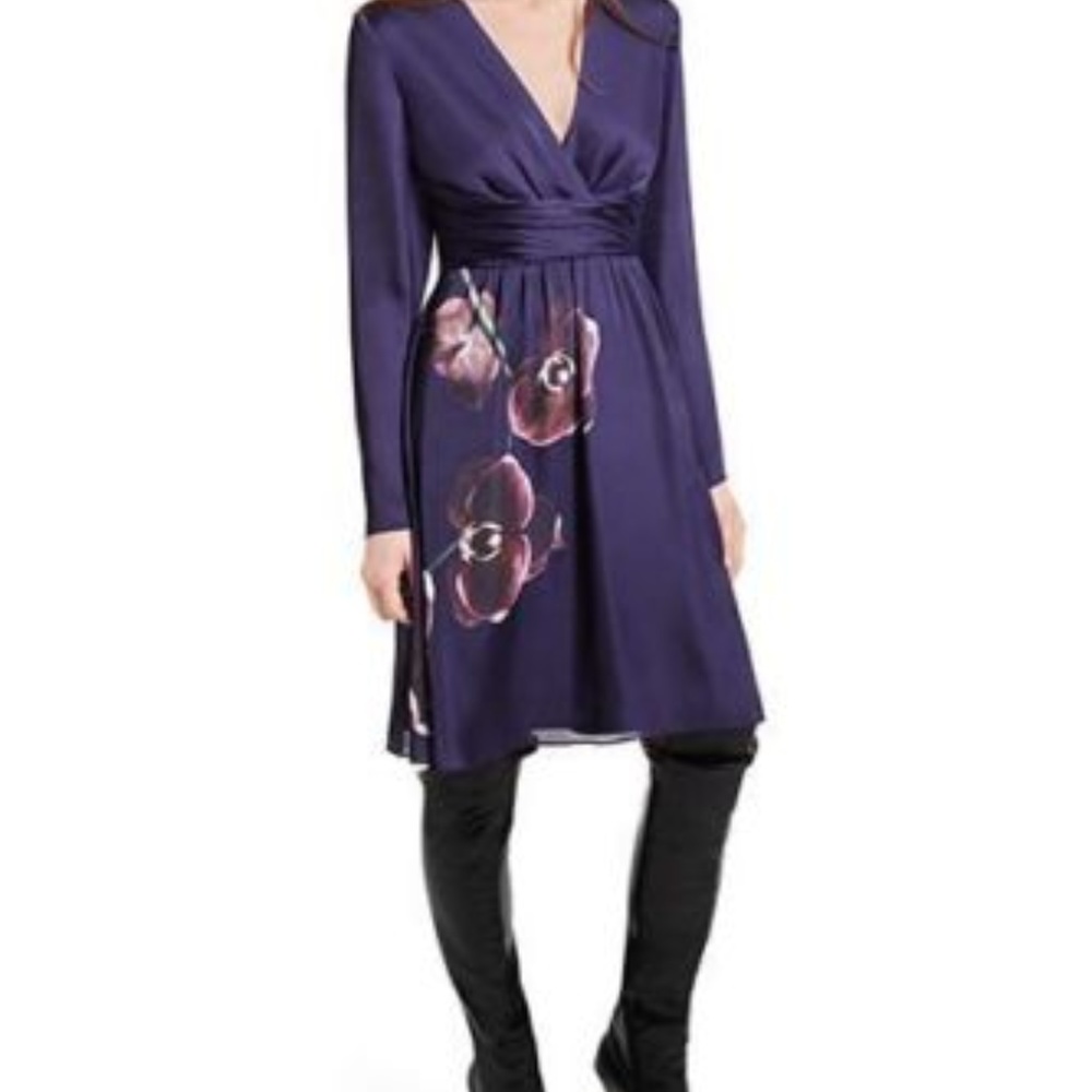 NEW Altuzarra purple silky v-neck fkoral dress